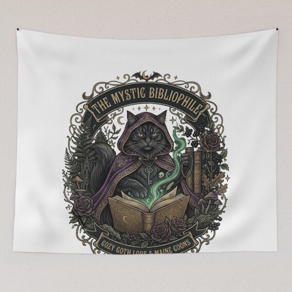 Item preview, The Cozy Goth: Witchy Librarian Black Cat & Haunted Books Decor designed and sold by FarDesign.