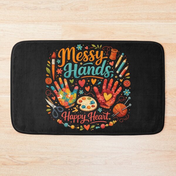 Item preview, Messy Hands Happy Heart – Colorful Craft & Creativity Design designed and sold by blankTeeShirt.