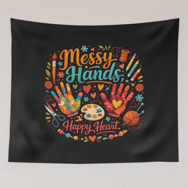 Item preview, Messy Hands Happy Heart – Colorful Craft & Creativity Design designed and sold by blankTeeShirt.