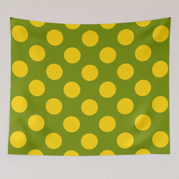 Item preview, Yellow Polka Dots on a Green Background designed and sold by Sonia Pascual Izquierdo.