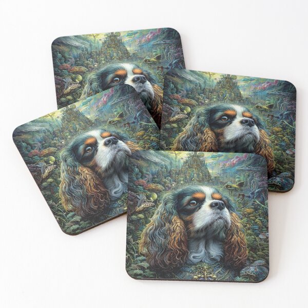 Item preview, Regal Cavalier King Charles Spaniel Dog in Enchanted Garden designed and sold by lautir.