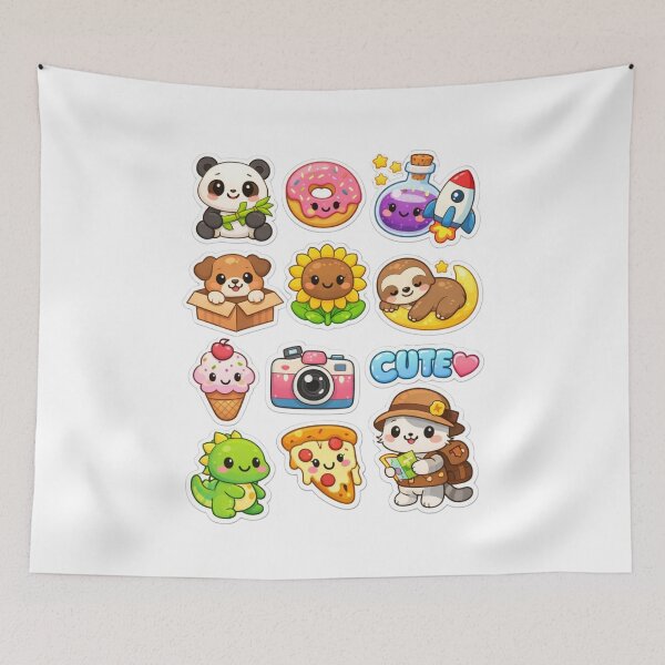 Item preview, Kawaii Animal & Food Doodle Pack with Space Charm Stickers  designed and sold by New Art.