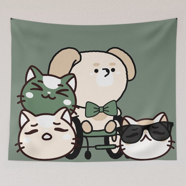 Item preview, Dog in Wheelchair with Joyful Cat Friends designed and sold by Kanniax.
