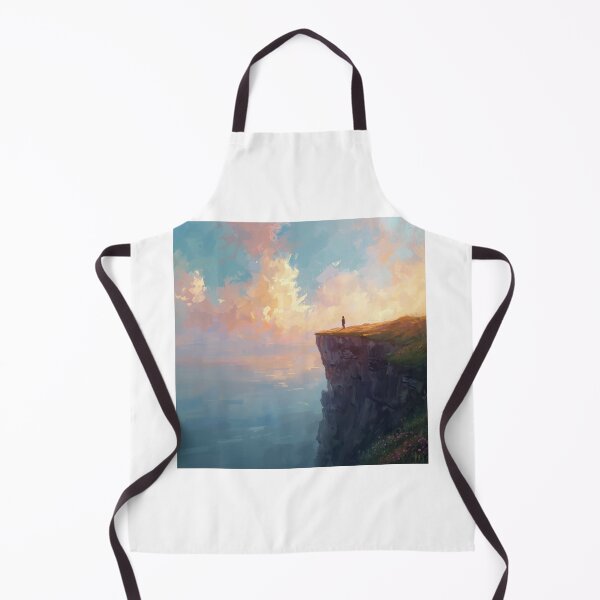 Item preview, Lone Figure on Cliff Dreamy Landscape Art designed and sold by TinyWarmThing.