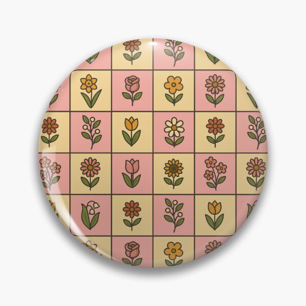 Item preview, Retro Pink Botanical Checkerboard Pattern designed and sold by GamerGearTees.