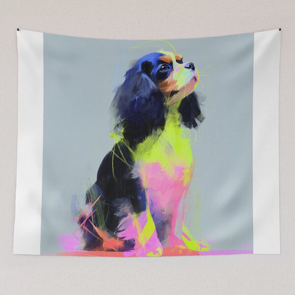 Item preview, Bright Neon Cavalier King Charles Spaniel Dog Portrait designed and sold by lautir.