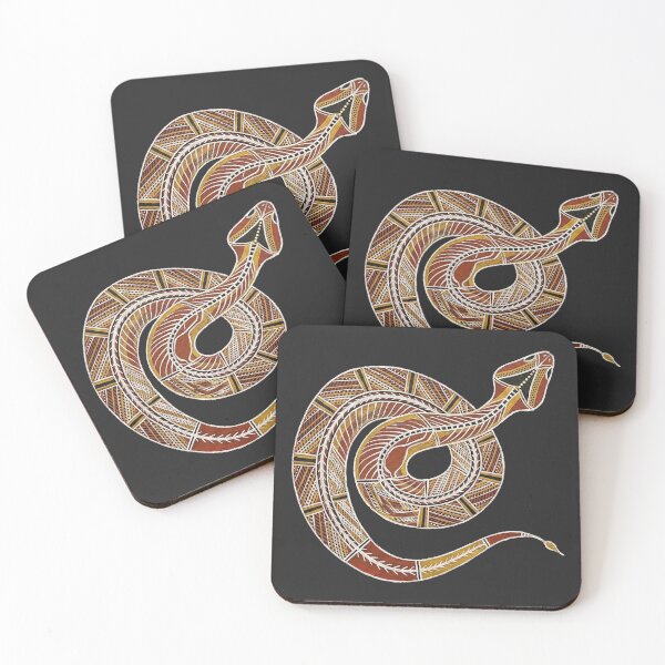 Item preview, Ambush in Ochre: Aboriginal Style Death Adder Art designed and sold by FreiherrPK.