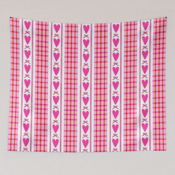 Item preview, Coquette Gingham & Bows - Romantic Heart and Stripes Pattern designed and sold by DafneDStudio.