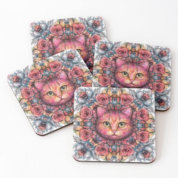 Item preview, Boho Mandala Cat Illustration | Floral Tribal Cat Art | Vintage Ethnic Animal Design designed and sold by Anime9122.