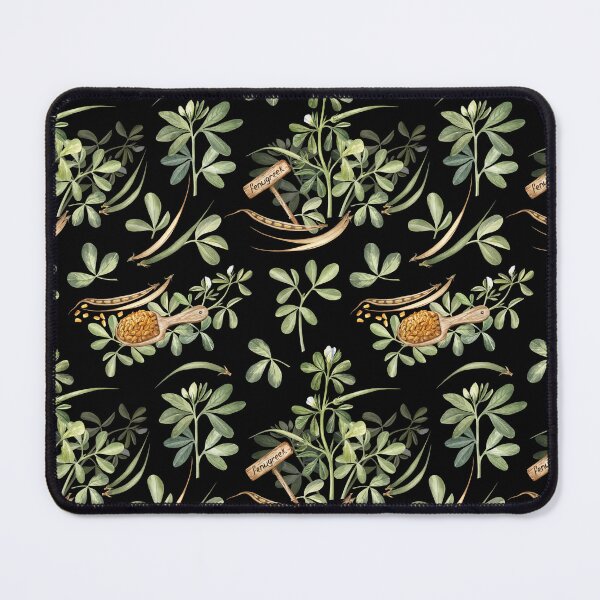 Item preview, Fenugreek Leaves and Seeds Pattern on Black designed and sold by Flowersforbear.