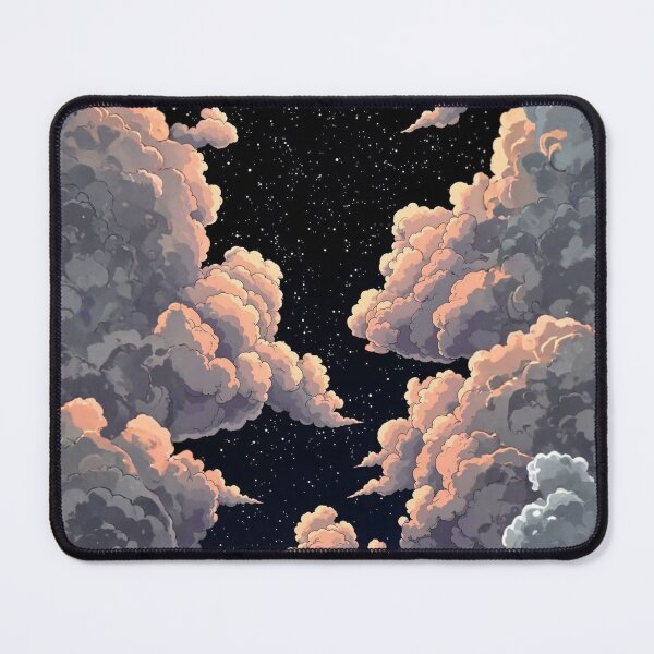 Item preview, Golden Hour Clouds in Starry Night Sky veya Dreamy Lofi Aesthetic Clouds Illustration designed and sold by Siriusvibes.