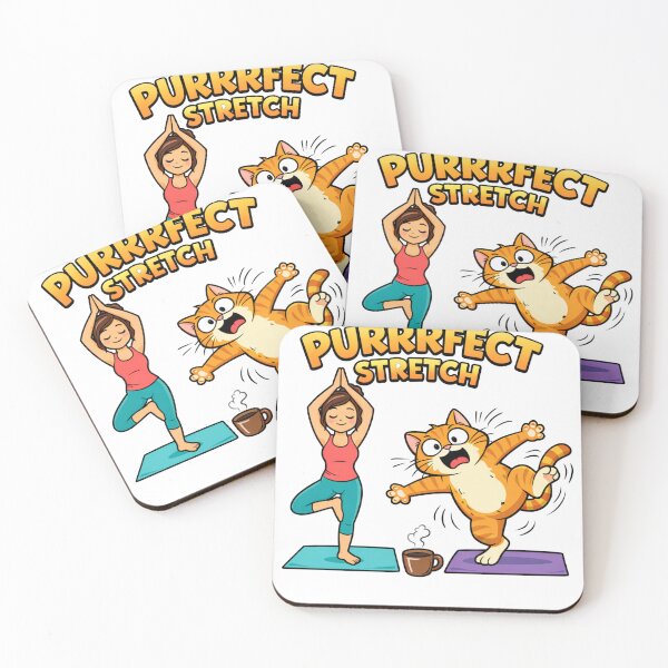 Item preview, Purrfect Stretch Funny Cat Yoga Shirt Coffee Lover Cute Cat Lover Tee designed and sold by JVDesignsShop.