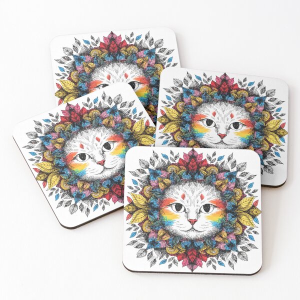 Item preview, Boho Mandala Cat Illustration | Floral Tribal Cat Art | Vintage Ethnic Animal Design designed and sold by Anime9122.