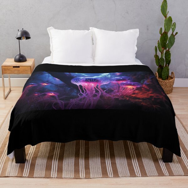 Item preview, Glowing Jellyfish Ocean - Fantasy Cosmic Art designed and sold by LenariumArt.