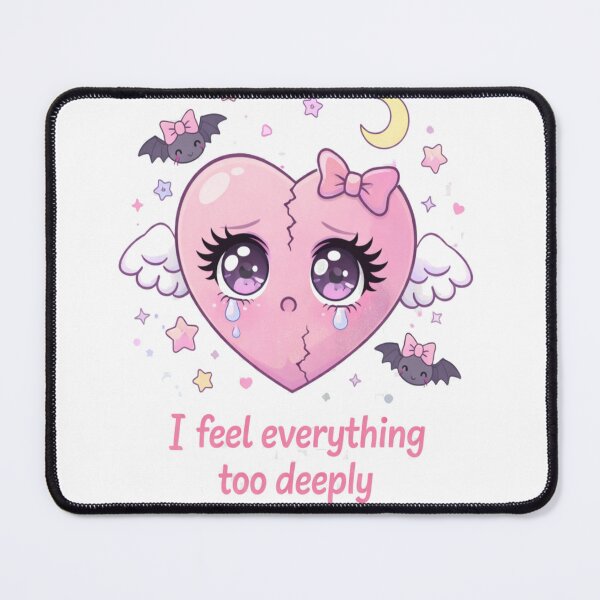 Item preview,  I Feel Everything Too Deeply – Cute Broken Heart Kawaii Design designed and sold by Tami0673.