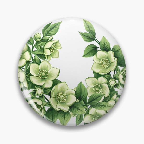 Item preview, Green Floral Wreath with White Flowers - Elegant Botanical Art Print designed and sold by DesignArtist.ia.