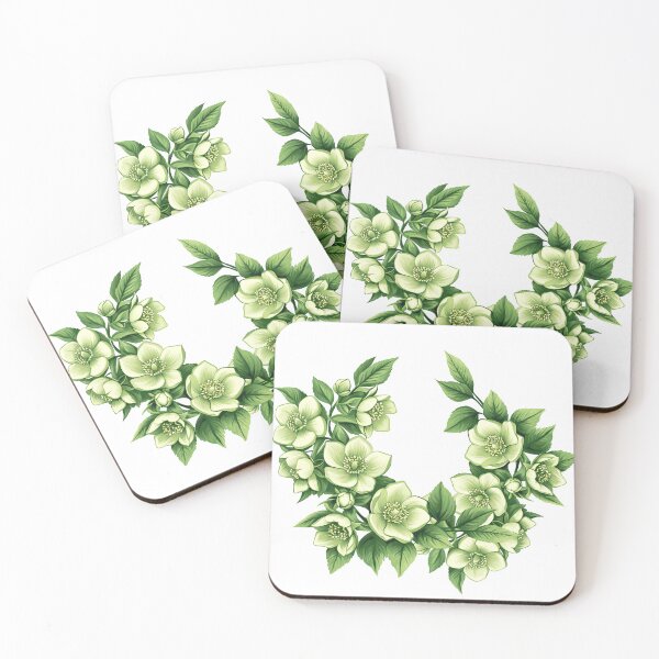 Item preview, Green Floral Wreath with White Flowers - Elegant Botanical Art Print designed and sold by DesignArtist.ia.