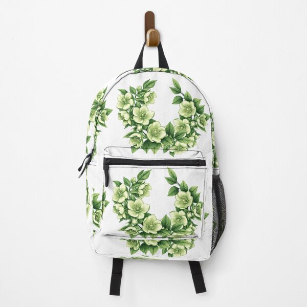 Item preview, Green Floral Wreath with White Flowers - Elegant Botanical Art Print designed and sold by DesignArtist.ia.