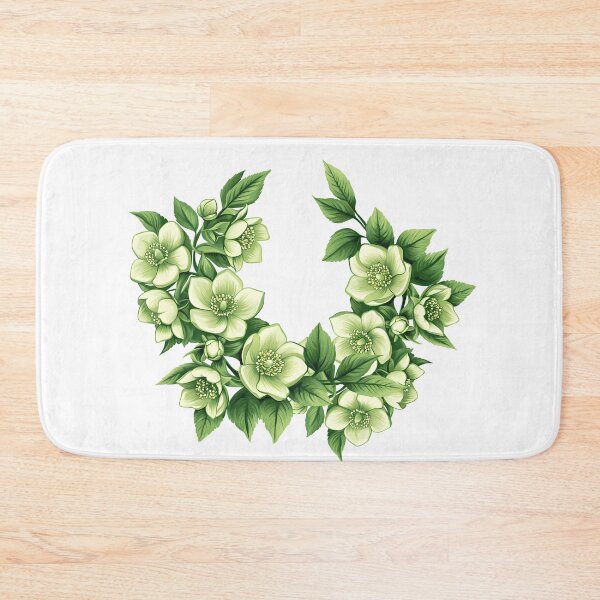 Item preview, Green Floral Wreath with White Flowers - Elegant Botanical Art Print designed and sold by DesignArtist.ia.