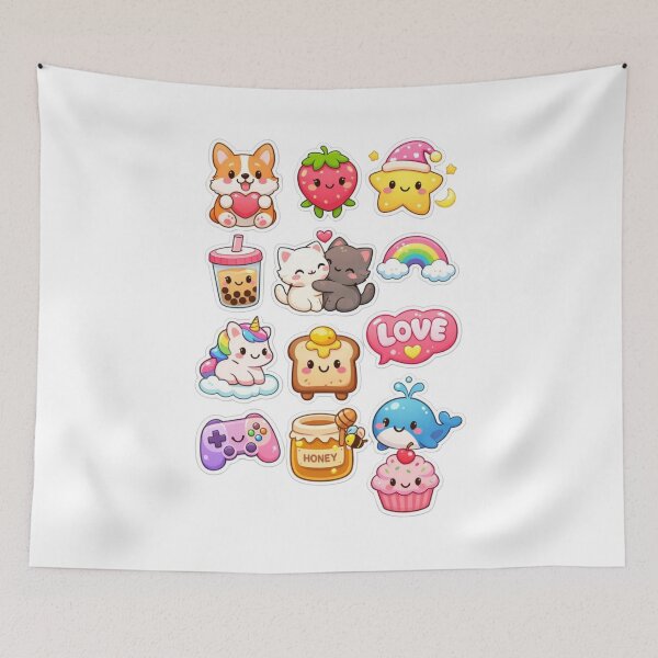 Item preview, Kawaii Animal & Food Doodle Pack with Space Charm Stickers  designed and sold by New Art.