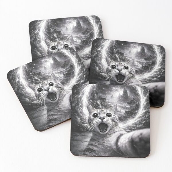 Item preview, Cosmic Cat Selfie – Funny Space Portal Cat Meme Aesthetic designed and sold by disha-prints.