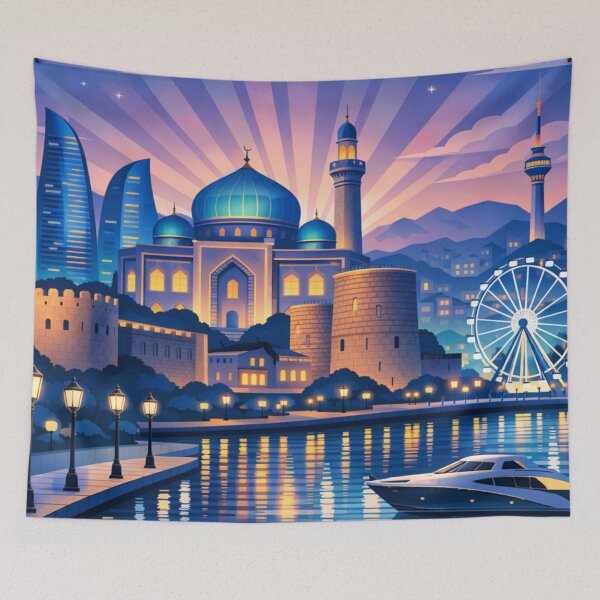 Item preview, Baku Azerbaijan Travel Poster designed and sold by MatthewHeights.