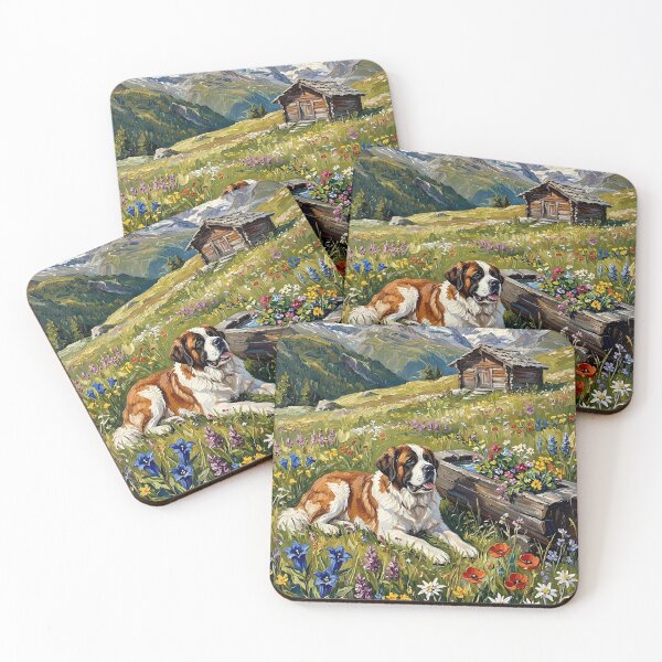 Item preview, St. Bernard and Matterhorn Alpine Scene designed and sold by Vista Atelier.