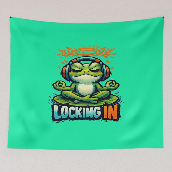 Item preview, Locking In Frog Focus Mode Character Sticker designed and sold by VaultInk.