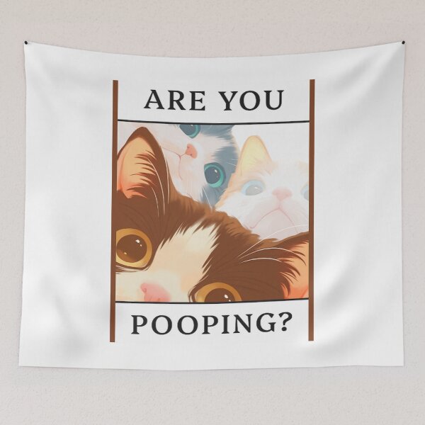 Item preview, Are You Pooping? Funny Cat Bathroom Meme designed and sold by DVNarts.