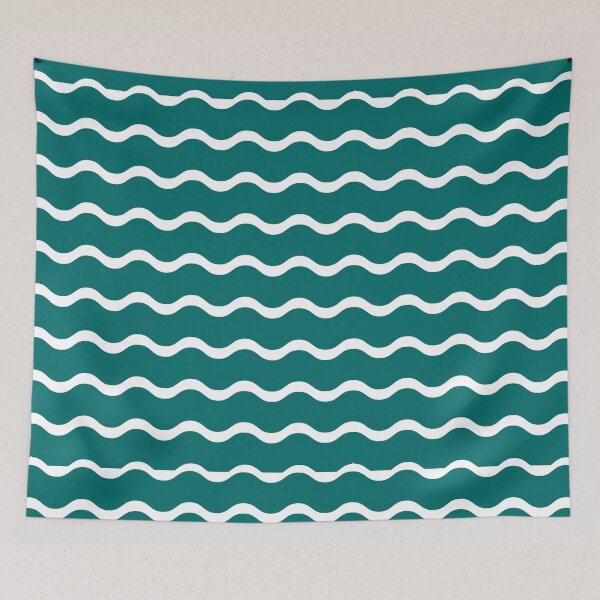 Item preview, Teal and White Nautical Wave Pattern designed and sold by Zaya_art.