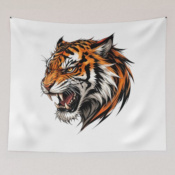 Item preview, Fierce Tiger Roaring Head Illustration designed and sold by HayatDesigns19.