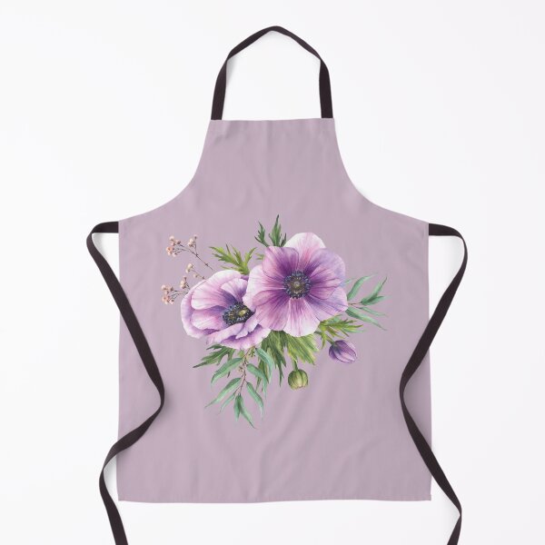 Item preview, Purple flowers Anemone with eucalyptus branches. Watercolor blooming bouquet designed and sold by BartolArt.