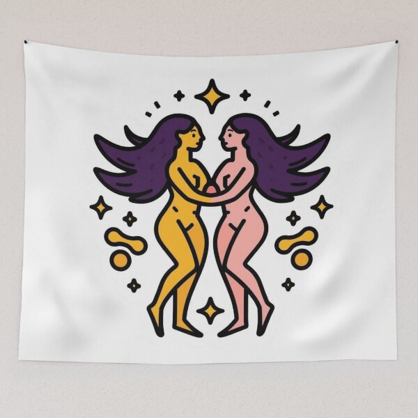 Item preview, Gemini Twins Air Sign Zodiac Duality Astrology Sticker designed and sold by NeonNerdStudio.