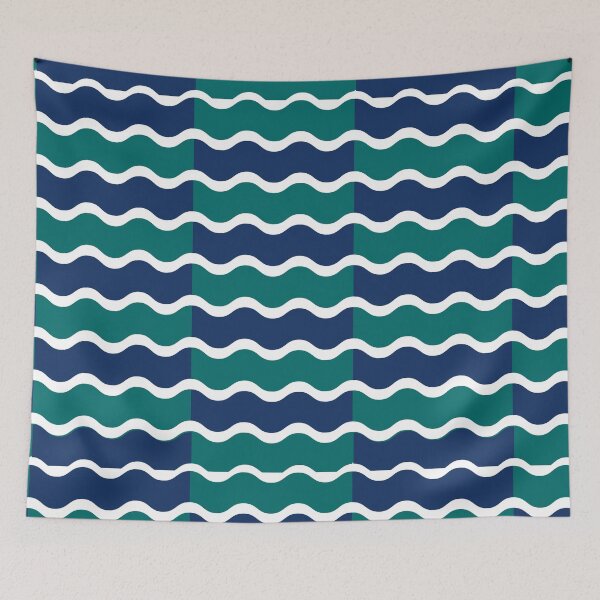 Item preview, Navy and Teal Dual-Tone Nautical Waves designed and sold by Zaya_art.
