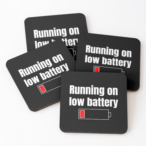 Item preview, Running On Low Battery Funny Minimalist Relatable Quote White Text designed and sold by Minimal Mood Club.