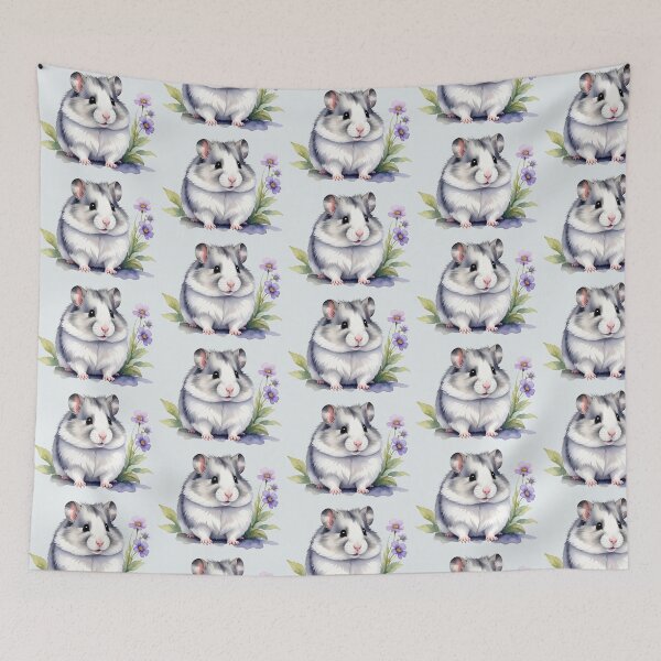Item preview, Roborovski hamster with purple flowers designed and sold by LiskoDesign.