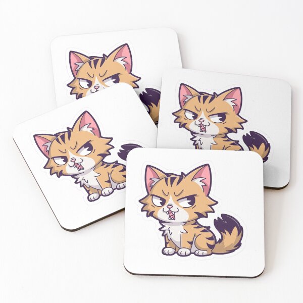 Artikelvorschau, Griesgrämiger Kawaii-Katzenaufkleber – Niedliches, wütendes Anime-Katzendesign entworfen und verkauft von WorkVibe Studio.