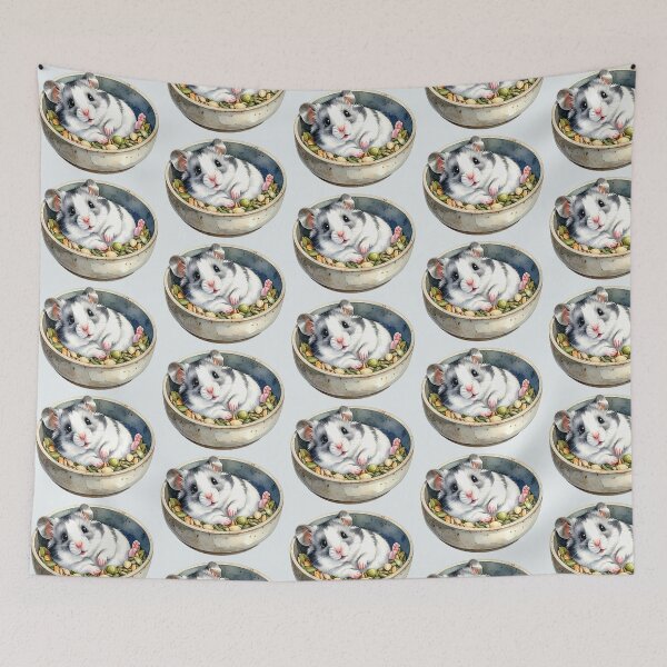 Item preview, Roborovski hamster lies in the food bowl designed and sold by LiskoDesign.