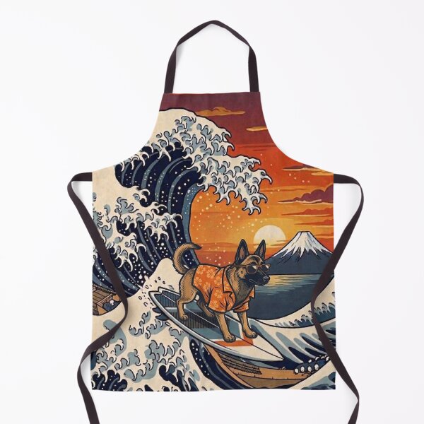 Item preview, Funny Belgian Malinois Surfer Kanagawa Wave Japanese Sunset Vintage Mom Dad Kids designed and sold by FurryHavenPH.
