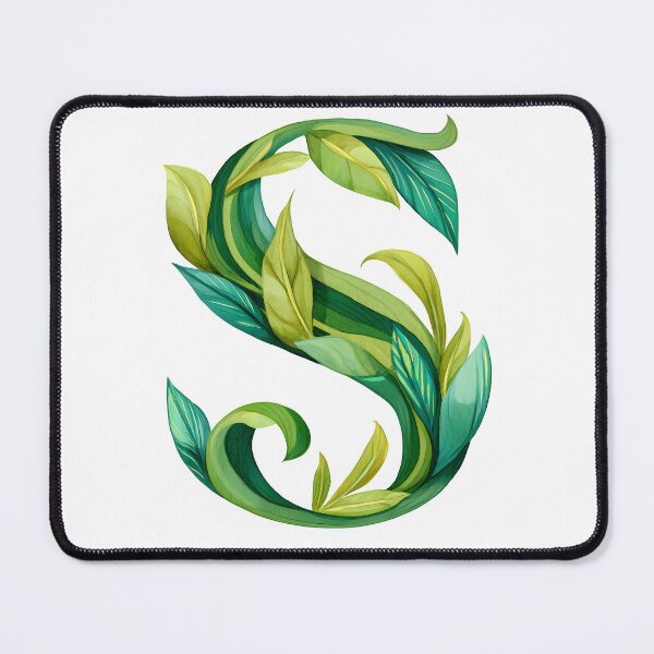 Item preview, Botanical Leaf Letter S - Elegant Green Monogram Art Print designed and sold by DesignArtist.ia.