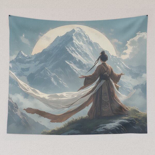 Item preview, Mystical Mountain Moon — Epic Spiritual Fantasy Art designed and sold by Schoenenwald - Illustrations Uniques et Originales.