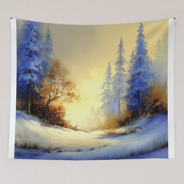 Item preview, Winter Forest Morning Glow Watercolor designed and sold by AquamaraArt.
