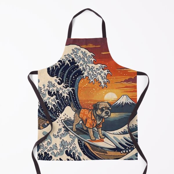 Item preview, Funny Border Terrier Surfer Kanagawa Wave Japanese Sunset Vintage Mom Dad Kids designed and sold by FurryHavenPH.