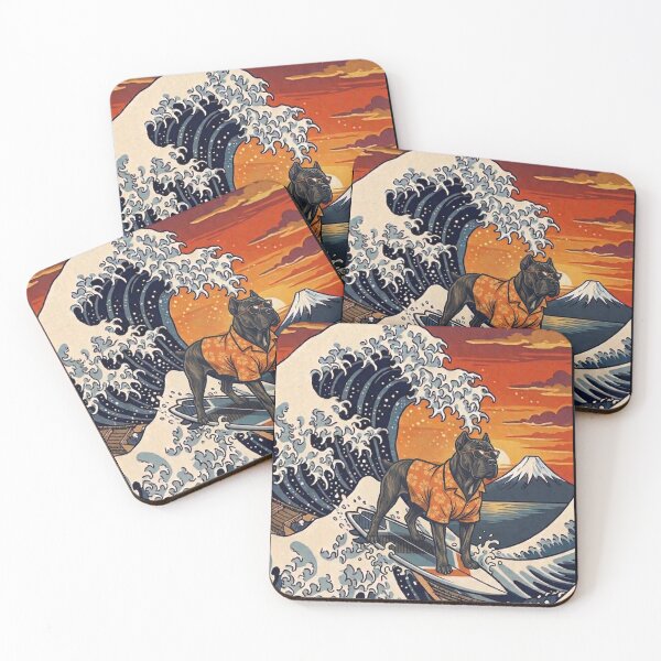 Item preview, Funny Cane Corso Surfer Kanagawa Wave Japanese Sunset Vintage Mom Dad Kids designed and sold by FurryHavenPH.