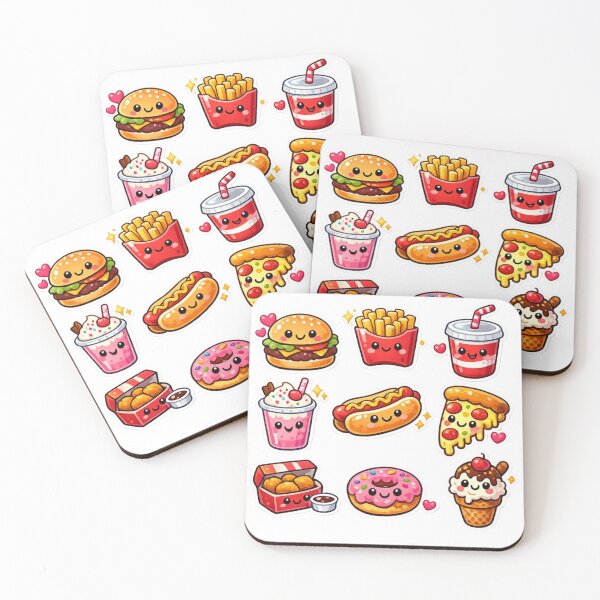 Item preview, Kawaii Fast Food Friends Cute Snack Doodle Set designed and sold by New Art.