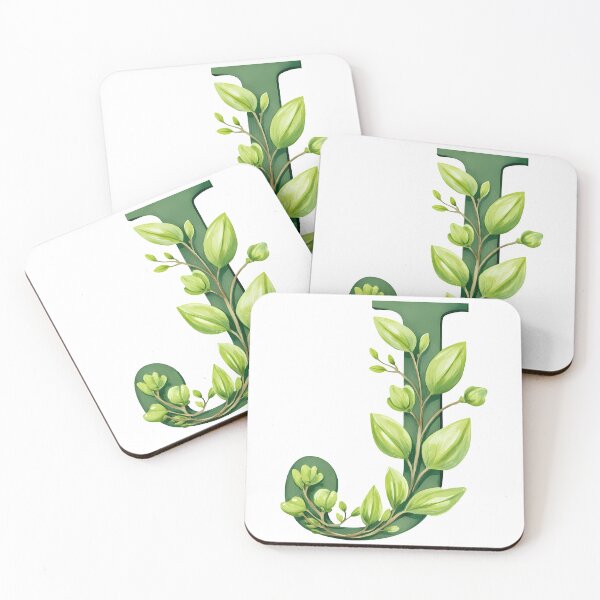 Item preview, Green Leaf Letter J - Elegant Botanical Monogram Art Print designed and sold by DesignArtist.ia.