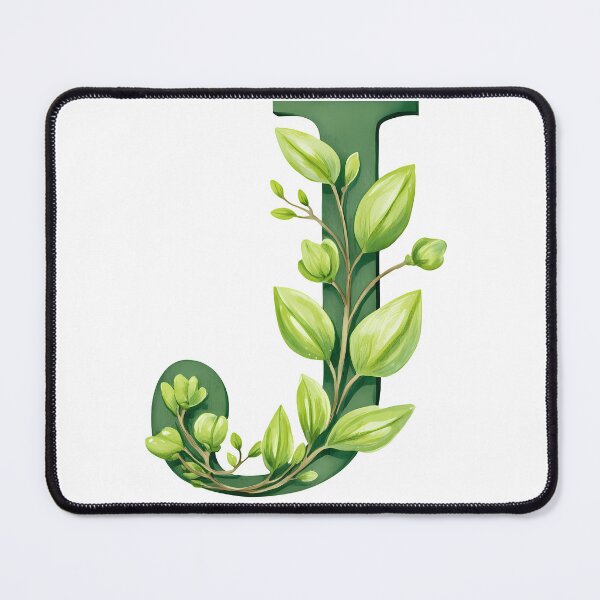 Item preview, Green Leaf Letter J - Elegant Botanical Monogram Art Print designed and sold by DesignArtist.ia.