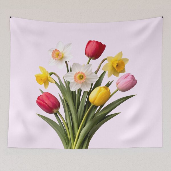 Item preview, Yellow White Red Spring Tulip Daffodil Bouquet Shapes Mania designed and sold by Shapes-Mania.