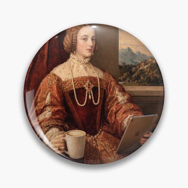 Item preview, The Empire Can Wait – Isabella of Portugal with Coffee – Funny Renaissance Painting designed and sold by Pupy-Preppy-Pop.