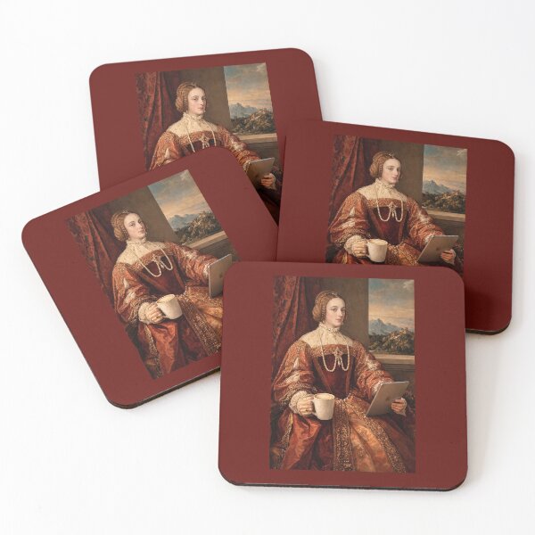 Item preview, The Empire Can Wait – Isabella of Portugal with Coffee – Funny Renaissance Painting designed and sold by Pupy-Preppy-Pop.
